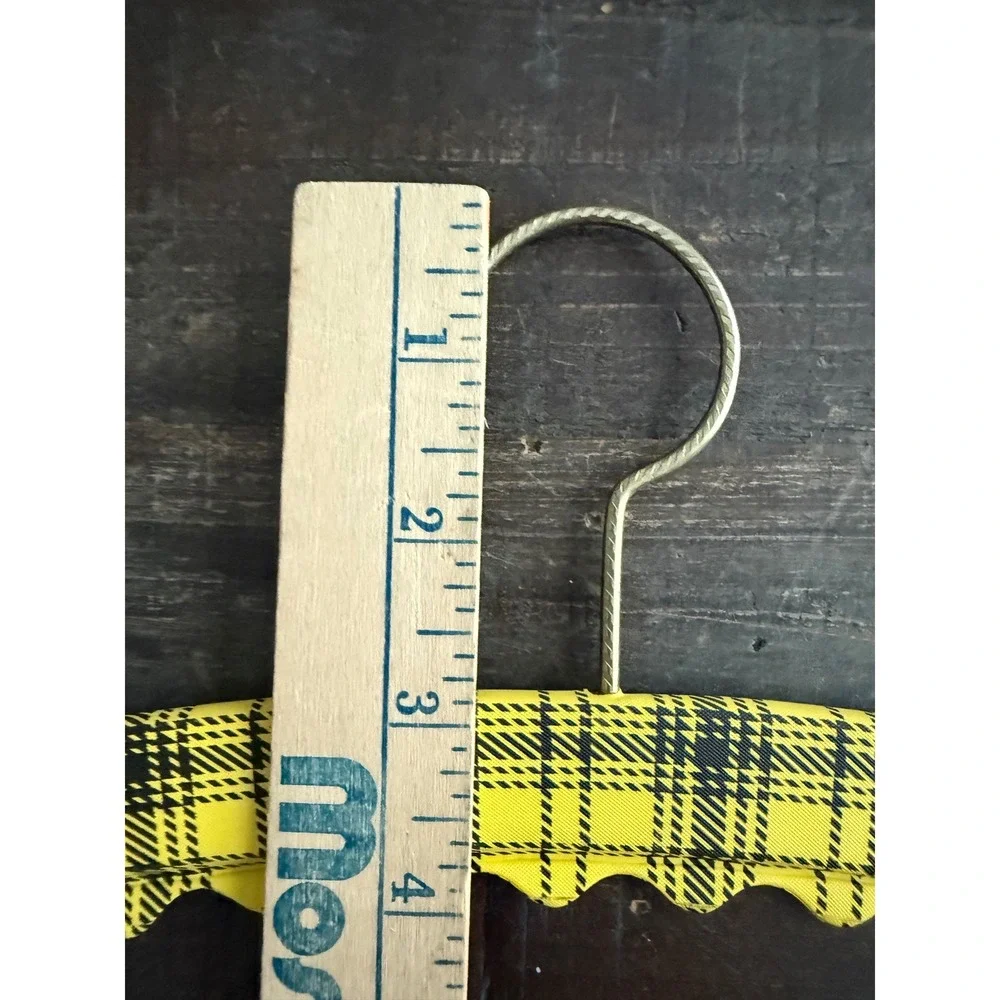 Vintage West Germany Padded Hangers Set 3 Plaid Tartan Scalloped Kitsch